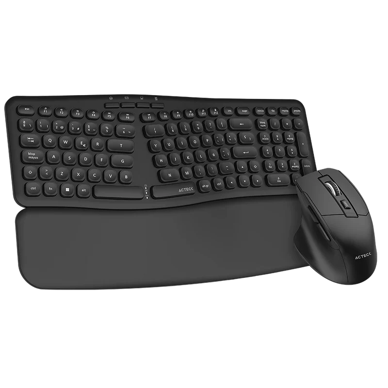 Kit Teclado Y Mouse Acteck Creator Ultra Confort Mk650 / Inalambrico / Membrana / Ergonomico / Reposabrazos / Negro / Ac-939867