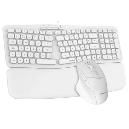 Kit Teclado Y Mouse Acteck Creator Ultra Confort Mk650 / Inalambrico / Membrana / Ergonomico  / Reposabrazos / Blanco / Ac-939874
