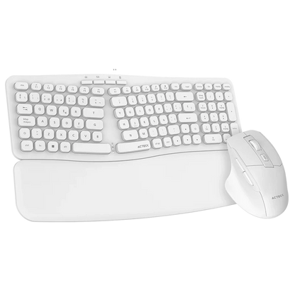 Kit Teclado Y Mouse Acteck Creator Ultra Confort Mk650 / Inalambrico / Membrana / Ergonomico  / Reposabrazos / Blanco / Ac-939874