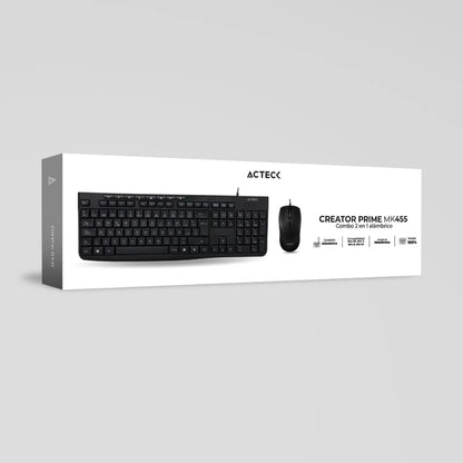 Kit Acteck Creator Prime Mk455 / Teclado Y Mouse / Alambrico / 105 Teclas / Multimedia / 1600 Dpi Ajustable / Optico / 3 Botones + Scroll / Win - Mac Os - Android / Negro / Ac-939928
