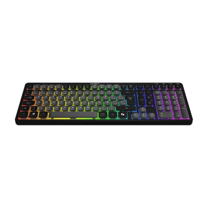Teclado Acteck Techno Pro Ti790 / Multidispositivo Inalambrico Dual / 108 Teclas / Usb - 2 Bt - 2.4 Ghz / Mecanico / Multimedia / Iluminacion Rgb / Recargable / Win + Mac / Negro / Ac-940061