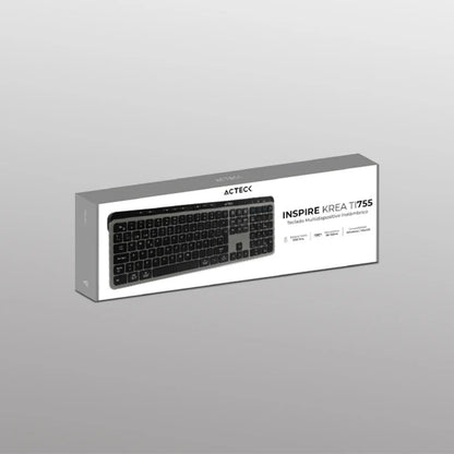 Teclado Acteck Inspire Krea Ti755 / Inalambrico Dual / Multidispositivo 2.4 Ghz + 2 Bt / EspaÑol / Win - Mac / 118 Teclas / Bateria Recargable / Anti Ghosting / Negro - Gris / Ac-940085