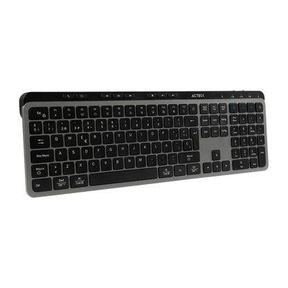 Teclado Acteck Inspire Krea Ti755 / Inalambrico Dual / Multidispositivo 2.4 Ghz + 2 Bt / EspaÑol / Win - Mac / 118 Teclas / Bateria Recargable / Anti Ghosting / Negro - Gris / Ac-940085