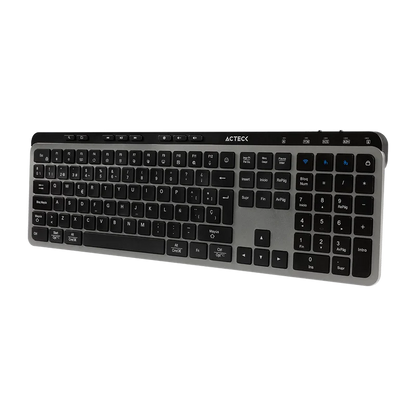 Teclado Acteck Inspire Krea Ti755 / Inalambrico Dual / Multidispositivo 2.4 Ghz + 2 Bt / EspaÑol / Win - Mac / 118 Teclas / Bateria Recargable / Anti Ghosting / Negro - Gris / Ac-940085