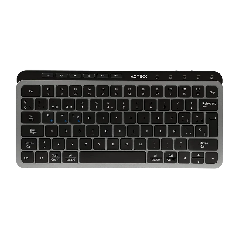 Teclado Acteck Inspire Krea Ti750 / Inalambrico / Multidispositivo Dual / Dongle Usb - 2 Bt - Cable Usb / Windows - Mac / EspaÑol / 85 Teclas / Multimedia / Recargable / Negro / Ac-940092