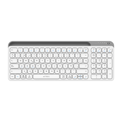 Teclado Acteck Inspire Trek Ti747 / Inalambrico / Multidispositivo Dual / Windows - Mac -android / EspaÑol / 99 Teclas / Multimedia / Dongle Usb - Bt 5.1 - Cable Usb / Recargable / Blanco / Ac-940115