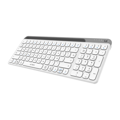 Teclado Acteck Inspire Trek Ti747 / Inalambrico / Multidispositivo Dual / Windows - Mac -android / EspaÑol / 99 Teclas / Multimedia / Dongle Usb - Bt 5.1 - Cable Usb / Recargable / Blanco / Ac-940115