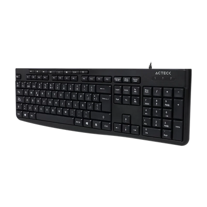 Teclado Acteck Inspire Prime Ta222 / Alambrico / Usb 2.0 / 112 Teclas / Ultraligero / Windows - Mac / EspaÑol / Multimedia / Membrana / Negro / Ac-940146