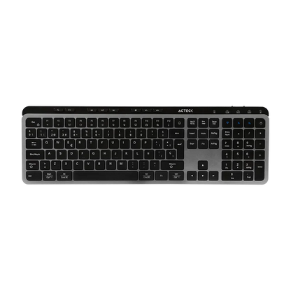 Kit Acteck Creator Krea Mk755 / Teclado Y Mouse / Inalambrico Dual / Multidispositivo / Recargable / Dongle Usb + Bt / Win - Mac / EspaÑol / 118 Teclas / 2000 Dpi / Optico / Negro - Gris / Ac-940160