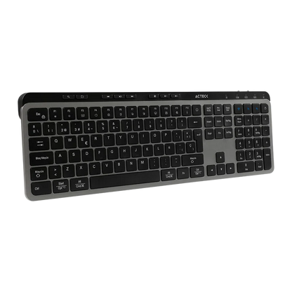 Kit Acteck Creator Krea Mk755 / Teclado Y Mouse / Inalambrico Dual / Multidispositivo / Recargable / Dongle Usb + Bt / Win - Mac / EspaÑol / 118 Teclas / 2000 Dpi / Optico / Negro - Gris / Ac-940160