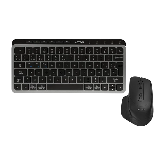 Kit Acteck Creator Krea Mk750 / Teclado Y Mouse / Inalambrico Dual / Multidispositivo / Recargable / Dongle + Bt /  65% / Win - Mac / EspaÑol / 118 Teclas / 2000 Dpi / Optico / Negro-gris / Ac-940177