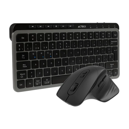 Kit Acteck Creator Krea Mk750 / Teclado Y Mouse / Inalambrico Dual / Multidispositivo / Recargable / Dongle + Bt /  65% / Win - Mac / EspaÑol / 118 Teclas / 2000 Dpi / Optico / Negro-gris / Ac-940177