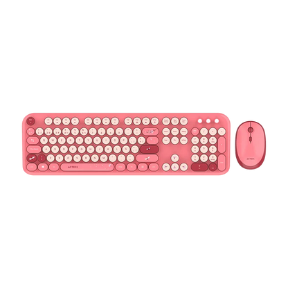 Kit Acteck Creator Chic K-colors Mk485 / Inalambrico / Multimedia / Dongle 2.4 / Esp / 105 Teclas / Optico / 1600 Dpi Ajustable / 4 Botones + Scroll / Win + Mac / Rojo-rosa / Ac-940207