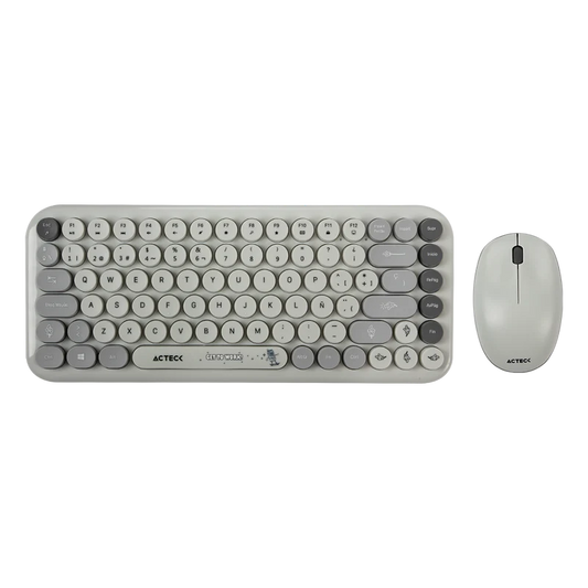 Kit Acteck Creator Chic K-colors Mk480 / Teclado Y Mouse / Inalambrico - Multimedia / 85 Teclas / Optico / 800 Dpi / 4 Botones + Scroll / Win + Mac / EspaÑol / Dongle Usb / Gris / Ac-940221