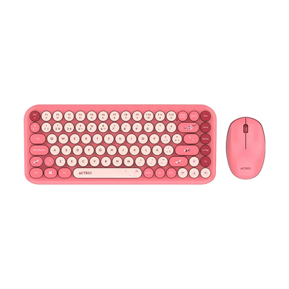 Kit Acteck Creator Chic K-colors Mk480 / Teclado Y Mouse / Inalambrico - Multimedia / 85 Teclas / Optico / 800 Dpi / 4 Botones + Scroll / Win + Mac / EspaÑol / Dongle Usb / Rojo- Rosa / Ac-940245
