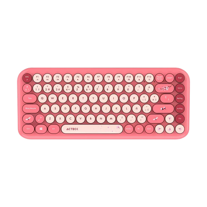 Kit Acteck Creator Chic K-colors Mk480 / Teclado Y Mouse / Inalambrico - Multimedia / 85 Teclas / Optico / 800 Dpi / 4 Botones + Scroll / Win + Mac / EspaÑol / Dongle Usb / Rojo- Rosa / Ac-940245