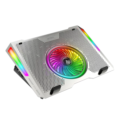 Base Enfriadora Froost Epic Be670 / Altura Ajustable 5 Niveles / Laptop De 15.6 Pulg / 5 Ventiladores / 10 Modos De Iluminacion / Control De Velocidad / Aluminio / Ac-940764