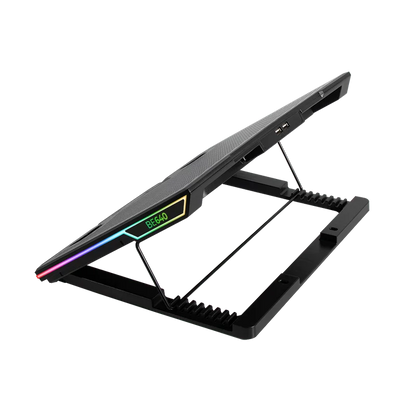 Base Enfriadora Acteck Froost Epic Be640 / 15.6 Pulg / 6 Ventiladores / 2x Usb  2.0 / Ajustable 7 Niveles / Iluminacion 7 Modos  / Silencio Absoluto / Aluminio / Ac-940788