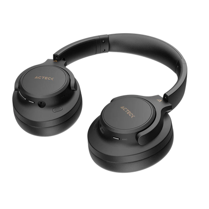 Audifonos Acteck Hype Epic Hp750 / Diadema / Inalambricos / Dual Bt - Aux 3.5 Mm / Bateria 75 Hrs / Microfono Omnidireccional / Cancelacion De Ruido / Bocinas 40 Mm 20 Hz A 20 Khz / Negro / Ac-940856