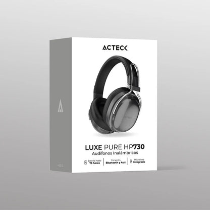 Audifonos Acteck Luxe Pure Hp730 / Diadema / Inalambricos Bt 5.4 / Bateria 75 Hrs / 20 Hz A 20 Khz / Cancelacion Activa De Ruido / Microfono Omnidireccional / Memory Foam / Negro / Ac-940870
