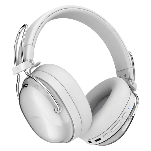 Audifonos Acteck Luxe Pure Hp730 / Diadema / Inalambricos Bt 5.4 / Bateria 75 Hrs / 20 Hz A 20 Khz / Cancelacion Activa De Ruido / Microfono Omnidireccional / Memory Foam / Blanco / Ac-940887