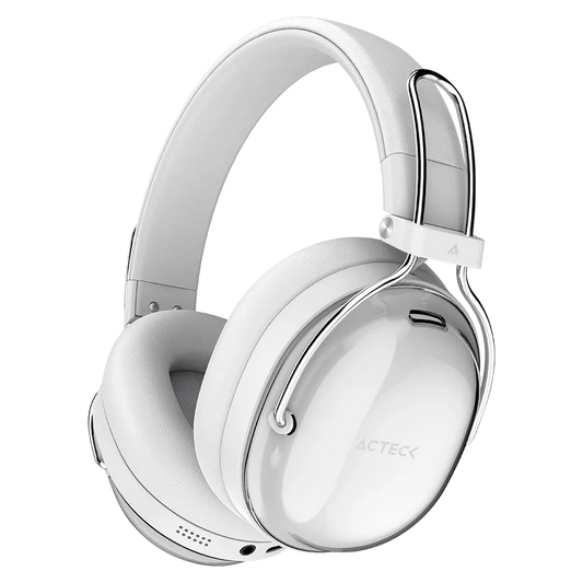 Audifonos Acteck Luxe Pure Hp730 / Diadema / Inalambricos Bt 5.4 / Bateria 75 Hrs / 20 Hz A 20 Khz / Cancelacion Activa De Ruido / Microfono Omnidireccional / Memory Foam / Blanco / Ac-940887
