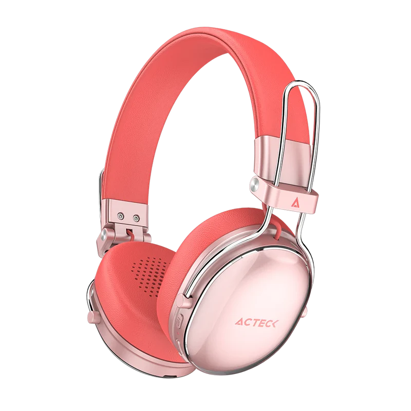 Audifonos Acteck Luxe Chic Hp710 / Diadema / Inalambricos / Bt 5.4 / Microfono Omnidireccional / 20 Hz A 20 Khz / Bateria 30 Hrs / Cancelacion De Ruido Hibrido / Salmon / Ac-940894