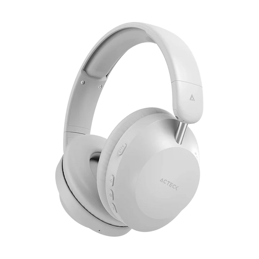 Audifonos Acteck Triton Pro Hp636 / Diadema / Inalambricos / Bt 5.4 - Aux 3.5 Mm / Microfono Omnidireccional / Bateria 30 Hrs / Cancelacion De Ruido / Ultraligeros / 20 Hz-20 Khz / Blanco / Ac-940931