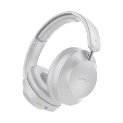 Audifonos Acteck Triton Pro Hp636 / Diadema / Inalambricos / Bt 5.4 - Aux 3.5 Mm / Microfono Omnidireccional / Bateria 30 Hrs / Cancelacion De Ruido / Ultraligeros / 20 Hz-20 Khz / Blanco / Ac-940931