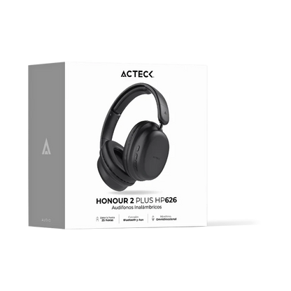 Audifonos Acteck Honour 2 Plus Hp626 / Diadema / Inalambricos / Bt 5.4 - Aux 3.5 Mm / Bateria 25 Hrs / Microfono Omnidireccional / 20 Hz-20 Khz / Cancelacion De Ruido / Negro / Ac-940948
