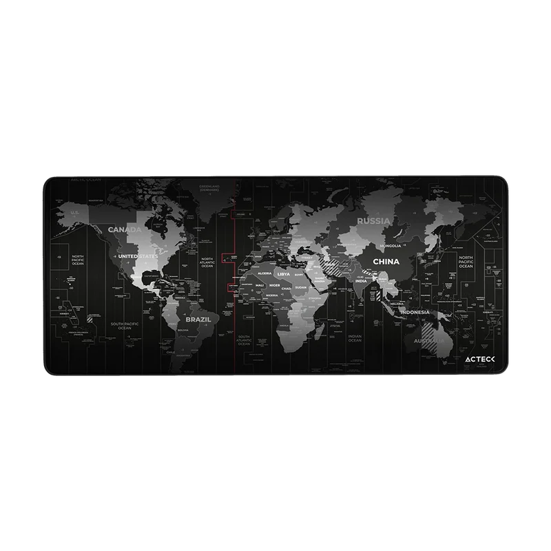 Mouse Pad Xl Acteck Flow World Mt494w / DiseÑo Mundo / Tela + Goma / Alta Resistencia / Antidestizante / Negro /ac-941037