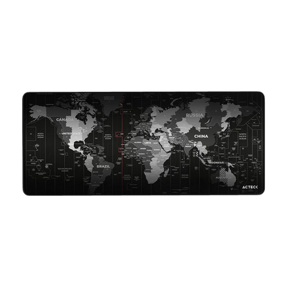 Mouse Pad Xl Acteck Flow World Mt494w / DiseÑo Mundo / Tela + Goma / Alta Resistencia / Antidestizante / Negro /ac-941037