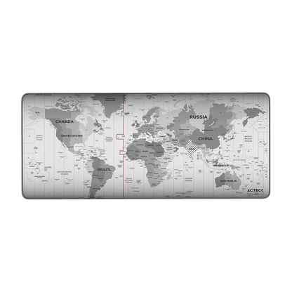 Mouse Pad Xl Acteck Flow World Mt494w / Tela + Goma / DiseÑo Mundo / Alta Resistencia / Antidestizante / Gris /ac-941044