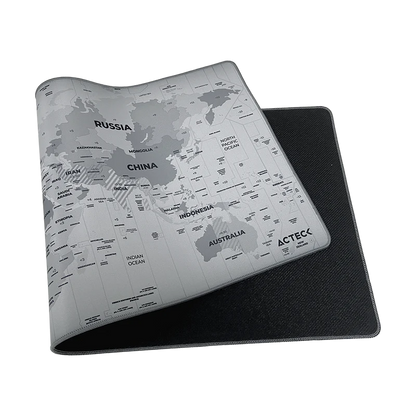 Mouse Pad Xl Acteck Flow World Mt494w / Tela + Goma / DiseÑo Mundo / Alta Resistencia / Antidestizante / Gris /ac-941044