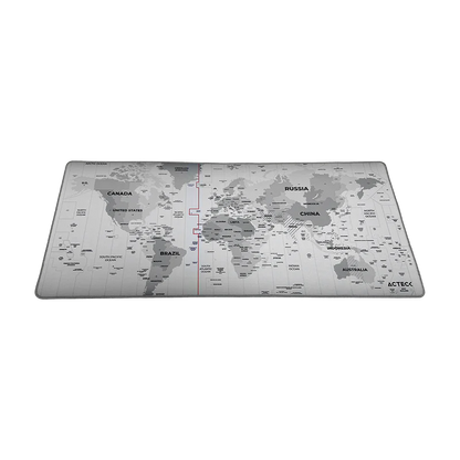 Mouse Pad Xl Acteck Flow World Mt494w / Tela + Goma / DiseÑo Mundo / Alta Resistencia / Antidestizante / Gris /ac-941044