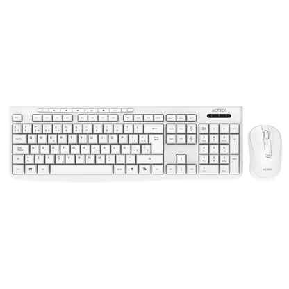 Kit Acteck Creator Prime Mk255 / Teclado Y Mouse / Inalambrico / Usb Dongle / Windows / EspaÑol / Membrana / 105 Teclas / Multimedia / Optico / 1600 Dpi Ajustable / 4 Botones / Blanco / Ac-941785