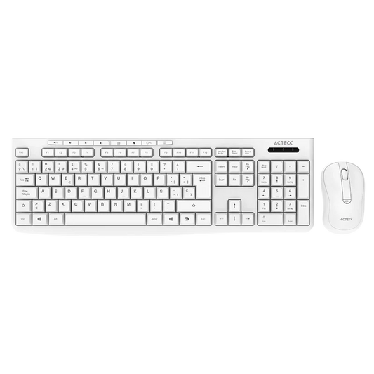 Kit Acteck Creator Prime Mk255 / Teclado Y Mouse / Inalambrico / Usb Dongle / Windows / EspaÑol / Membrana / 105 Teclas / Multimedia / Optico / 1600 Dpi Ajustable / 4 Botones / Blanco / Ac-941785