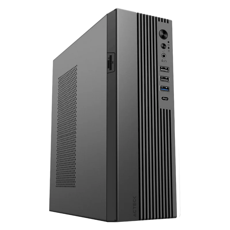 Gabinete Acteck Onex Gs450 / Mini Torre Slim / Micro Atx - Mini Itx / Lector Sd / Doble Posicion / Fuente De Poder Flex Atx 400 W / 5 AÑos De Garantia / Full Metal / Negro / Ac-943086