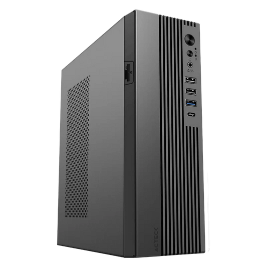 Gabinete Acteck Onex Gs450 / Mini Torre Slim / Micro Atx - Mini Itx / Lector Sd / Doble Posicion / Fuente De Poder Flex Atx 400 W / 5 AÑos De Garantia / Full Metal / Negro / Ac-943086