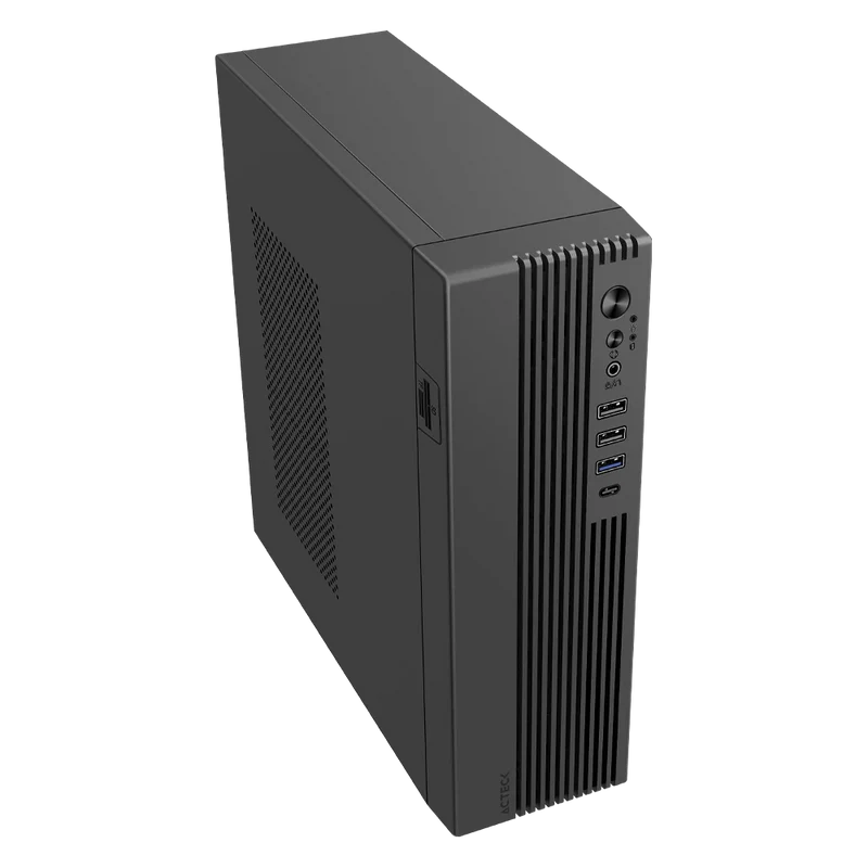Gabinete Acteck Onex Gs450 / Mini Torre Slim / Micro Atx - Mini Itx / Lector Sd / Doble Posicion / Fuente De Poder Flex Atx 400 W / 5 AÑos De Garantia / Full Metal / Negro / Ac-943086