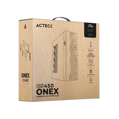 Gabinete Acteck Onex Gs450 / Mini Torre Slim / Micro Atx - Mini Itx / Lector Sd / Doble Posicion / Fuente De Poder Flex Atx 400 W / 5 AÑos De Garantia / Full Metal / Negro / Ac-943086