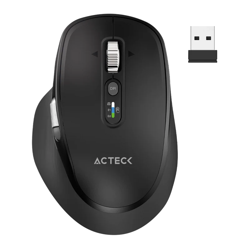 Mouse Acteck Virtuos Pro Ultra Mi777 / Inalambrico Dual / Ergonomico / Recargable / Win, Mac, Android / Optico / 11 Botones +scroll Metalico / 4800 Dpi Ajustable / Negro / Ac-943444