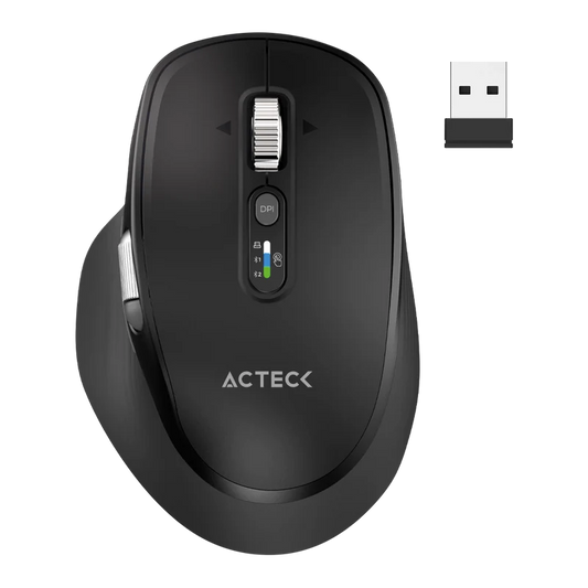 Mouse Acteck Virtuos Pro Ultra Mi777 / Inalambrico Dual / Ergonomico / Recargable / Win, Mac, Android / Optico / 11 Botones +scroll Metalico / 4800 Dpi Ajustable / Negro / Ac-943444
