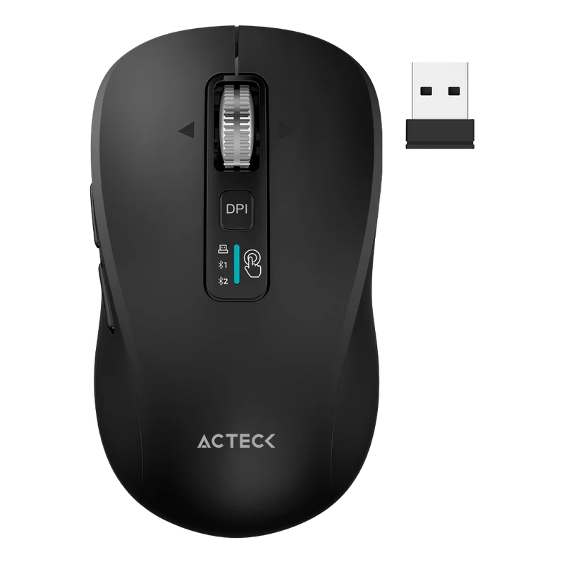 Mouse Acteck Virtuos Pro Air Mi766 / Inalambrico Dual / Ergonomico / Recargable / Win, Mac, Android / Bluetooth / Optico / 9 Botones + Scroll / 3200 Dpi Ajustable / Negro / Ac-943451