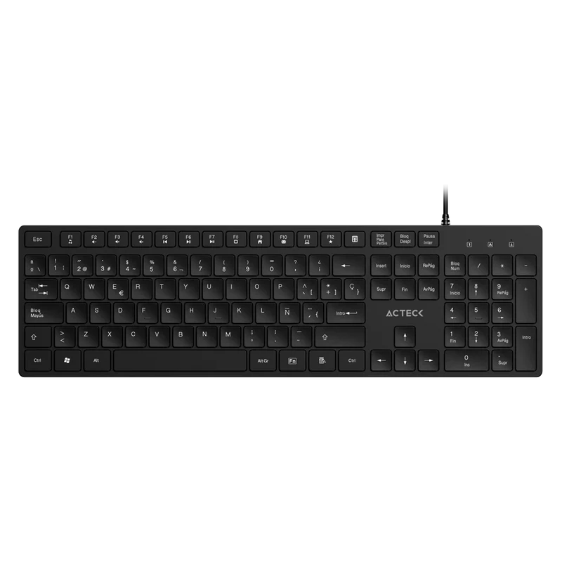 Teclado Acteck Vantage Aero Ta545 / Alambrico Usb / Multimedia / EspaÑol / 105 Teclas / Windows / Membrana / Negro / Ac-943475