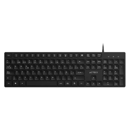 Teclado Acteck Vantage Aero Ta545 / Alambrico Usb / Multimedia / EspaÑol / 105 Teclas / Windows / Membrana / Negro / Ac-943475