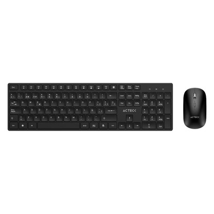 Kit Acteck Creator Vantage Aero Mk555 / Teclado Y Mouse / Inalambrico Dongle Usb / Ergonomico / Win / EspaÑol / Membrana / 105 Teclas / 1600 Dpi Ajustable / 4 Botones / Optico / Negro / Ac-943482