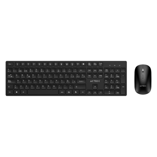 Kit Acteck Creator Vantage Aero Mk555 / Teclado Y Mouse / Inalambrico Dongle Usb / Ergonomico / Win / EspaÑol / Membrana / 105 Teclas / 1600 Dpi Ajustable / 4 Botones / Optico / Negro / Ac-943482