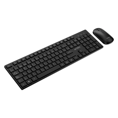 Kit Acteck Creator Vantage Aero Mk555 / Teclado Y Mouse / Inalambrico Dongle Usb / Ergonomico / Win / EspaÑol / Membrana / 105 Teclas / 1600 Dpi Ajustable / 4 Botones / Optico / Negro / Ac-943482