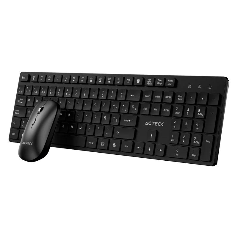Kit Acteck Creator Vantage Aero Mk555 / Teclado Y Mouse / Inalambrico Dongle Usb / Ergonomico / Win / EspaÑol / Membrana / 105 Teclas / 1600 Dpi Ajustable / 4 Botones / Optico / Negro / Ac-943482